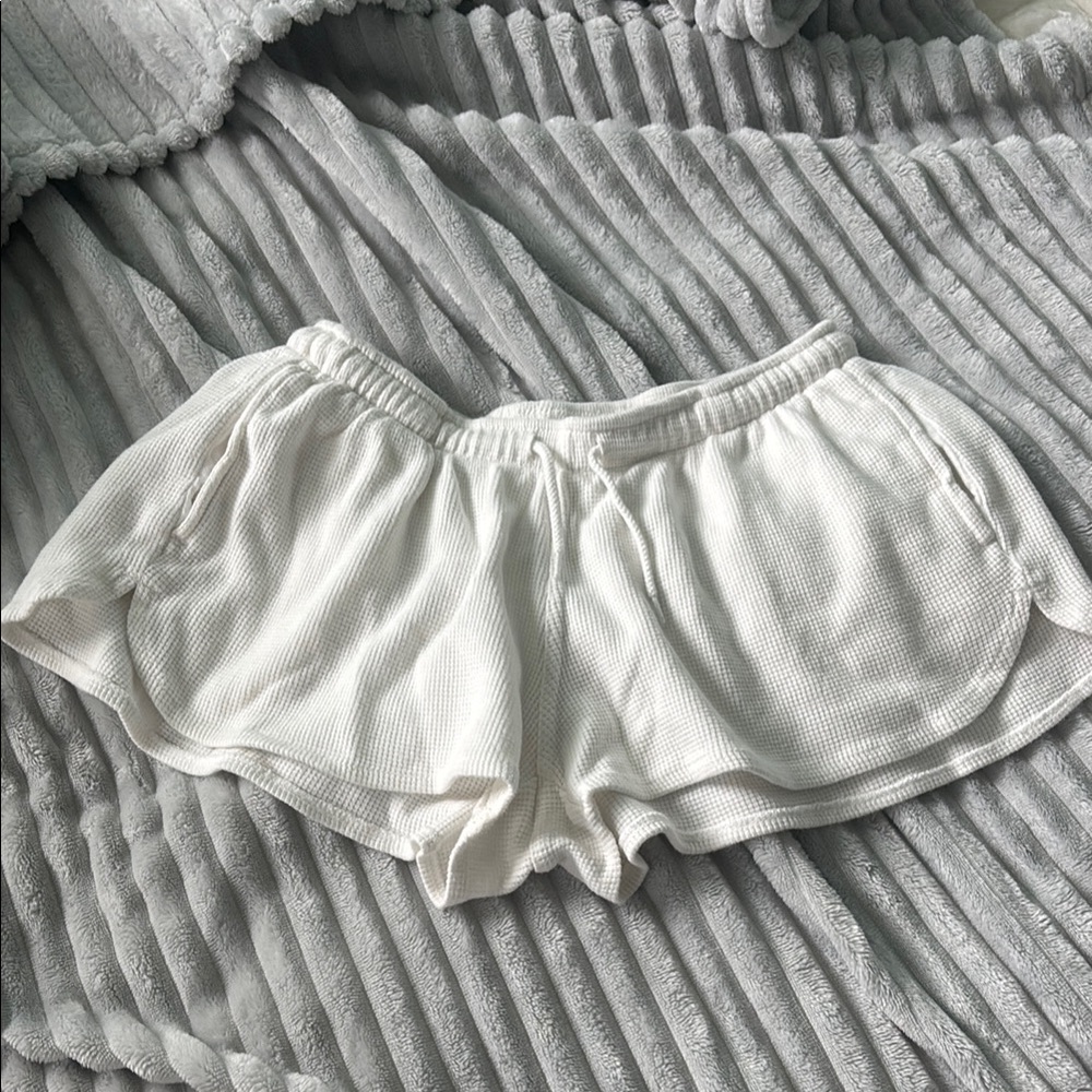 White Waffle Knit Shorts